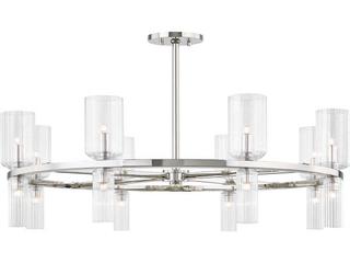 16-Light Tabitha Chandelier with Glass Cylinder Shades in Polished Nickel