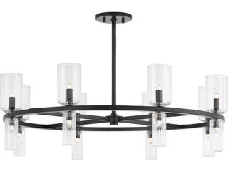 Tabitha 16-Light Soft Black Glass Cylinder Chandelier