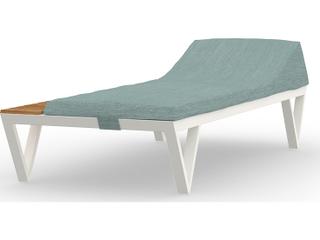MamaGreen Bondi Cushion Aluminum Sunbed Outdoor Patio Chaise Lounge with Tray Teak
