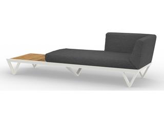 MamaGreen Bondi Belle Aluminum Sofa Outdoor Patio Chaise Lounge with Teak Table