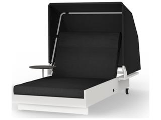 MamaGreen Boulevard Aluminum Sunbed Outdoor Patio Chaise Lounge with Canopy and Integrated Table