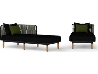 MamaGreen Daisy Rae Deep Seating Teak Rope Left Hand Patio Chaise Lounge