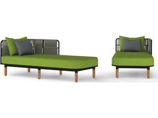 MamaGreen Daisy Rae Deep Seating Teak Rope Left Hand Patio Chaise Lounge