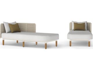 MamaGreen Daisy Mae Deep Seating Mae Teak Wicker Left Hand Outdoor Chaise Lounge