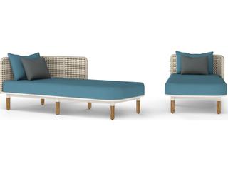MamaGreen Daisy Mae Deep Seating Mae Teak Wicker Left Hand Outdoor Chaise Lounge