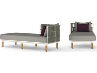 MamaGreen Daisy Rae Deep Seating Teak Rope Right Hand Outdoor Patio Chaise Lounge