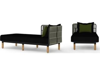 MamaGreen Daisy Rae Deep Seating Teak Rope Right Hand Outdoor Patio Chaise Lounge