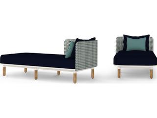 MamaGreen Daisy Mae Deep Seating Teak Wicker Right Hand Patio Chaise Lounge