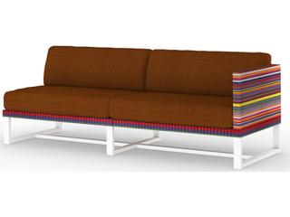 MamaGreen Stripe Aluminum Cushion Modular Left Arm Patio Loveseat