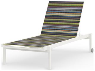 MamaGreen Stripe Aluminum Sling Stackable Outdoor Patio Chaise Lounge