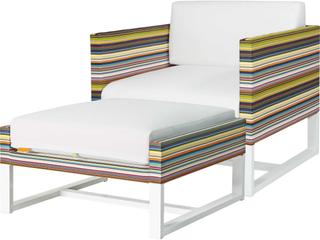 MamaGreen Stripe Aluminum Cushion Outdoor Ottoman