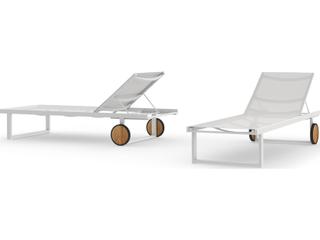 MamaGreen Allux Aluminum Sling Outdoor Chaise Lounge with Wooden Wheels