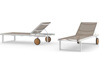 MamaGreen Allux Aluminum Sling Outdoor Chaise Lounge with Wooden Wheels