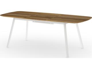 Zupy Aluminum Steel Rectangular Patio Dining Table with Teak Top