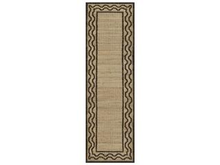 Orchard Bordered Hand-Woven Runner Area Rug in Brown Jute and Wool