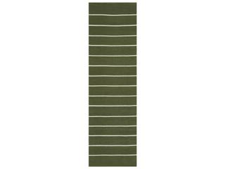 River Striped Runner Area Rug in Green PET Recycled Plastic