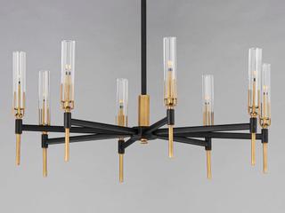 Maxim Lighting Flambeau 8-Light Black Antique Brass Glass LED Candelabra Chandelier