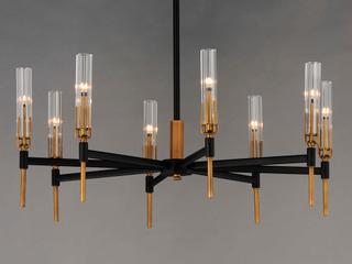 Maxim Lighting Flambeau 8-Light Black Antique Brass Glass LED Candelabra Chandelier