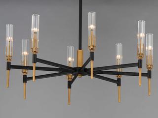 Maxim Lighting Flambeau 8-Light Black Antique Brass Glass LED Candelabra Chandelier