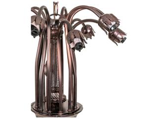 Meyda Pond Lily 7-Light Mahogany Bronze Blue Glass Bell Chandelier