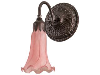 Meyda Pond Lily 1-Light Mahogany Bronze Pink Glass Wall Sconce