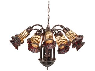 Lighting 12-Light Pond Lily Tiffany Chandelier in Mahogany Bronze