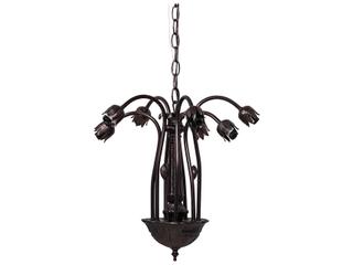 Meyda Stained Glass Pond Lily 12-Light Mahogany Bronze Bell Chandelier