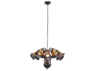 Meyda Stained Glass Pond Lily 12-Light Mahogany Bronze Bell Chandelier