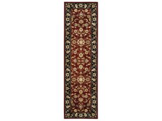 2000 Bordered Traditional Runner Rug in Burgundy