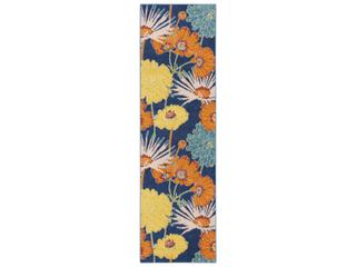 Allur Floral Runner Area Rug in Navy Multicolor