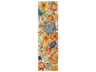 Allur Floral Runner Area Rug in Ivory Multicolor