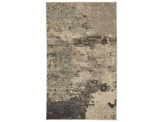 Celestial Abstract Area Rug in Ivory and Grey