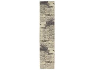 Celestial Abstract Runner Area Rug in Ivory Grey