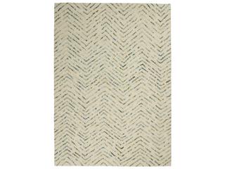 Colorado Abstract Chevron Wool Area Rug in Ivory Green