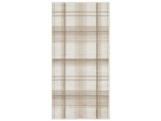 Grafix Ivory Beige Plaid Area Rug for Indoor Use