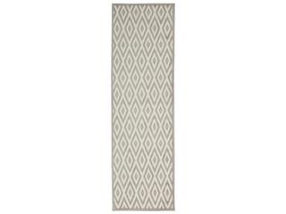 Grafix Geometric Runner Area Rug in White and Grey