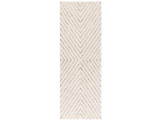 Modern Comfort Geometric Abstract Runner Rug in Ivory Black
