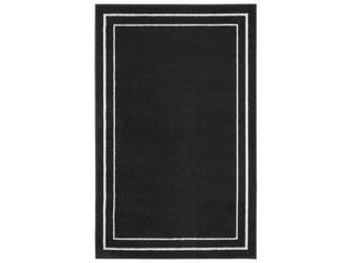 Essentials Black Ivory Indoor Outdoor Area Rug with Border Design