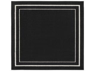 Essentials Bordered Indoor Outdoor Area Rug in Black Ivory