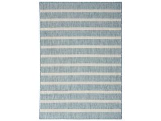 Positano Striped Indoor Outdoor Area Rug Aqua Ivory