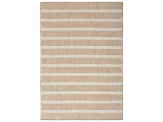 Positano Striped Indoor Outdoor Area Rug in Beige Ivory