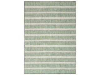 Positano Striped Indoor Outdoor Area Rug in Blue Green Ivory