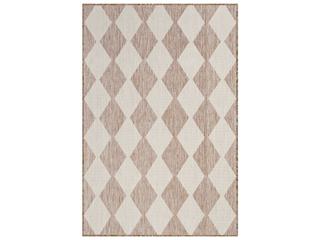 Positano Checkered Diamond Indoor Outdoor Area Rug in Beige