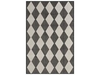 Positano POS04 Indoor Outdoor Area Rug with Black Geometric Pattern