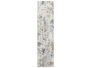 Quarry Abstract Runner Area Rug in Beige Blue Rust
