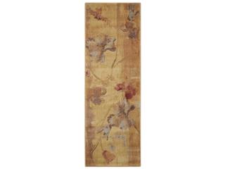 Somerset Floral Runner Area Rug in Beige