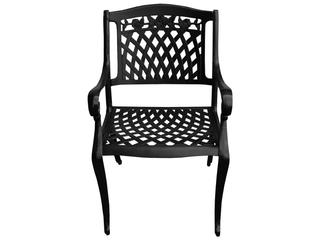 Oakland Living Modern Aluminum 59'' Large Black Round Outdoor Dining Set with Lazy Susan and Six Chairs