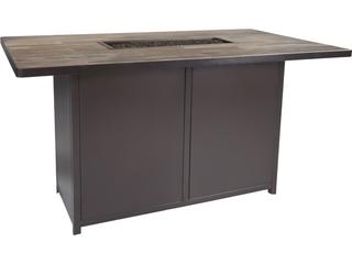 OW Lee Casual Fireside Elba Aluminum Rectangular Counter Height Patio Fire Pit Table