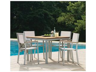 Oxford Garden Travira Aluminum Flint 5 Piece Outdoor Dining Set with Natural Sling