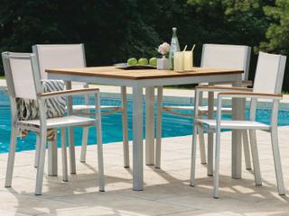 Oxford Garden Travira Aluminum Flint 5 Piece Outdoor Dining Set with Natural Sling